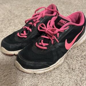Nike Black and Pink Sneakers with Mesh Upper